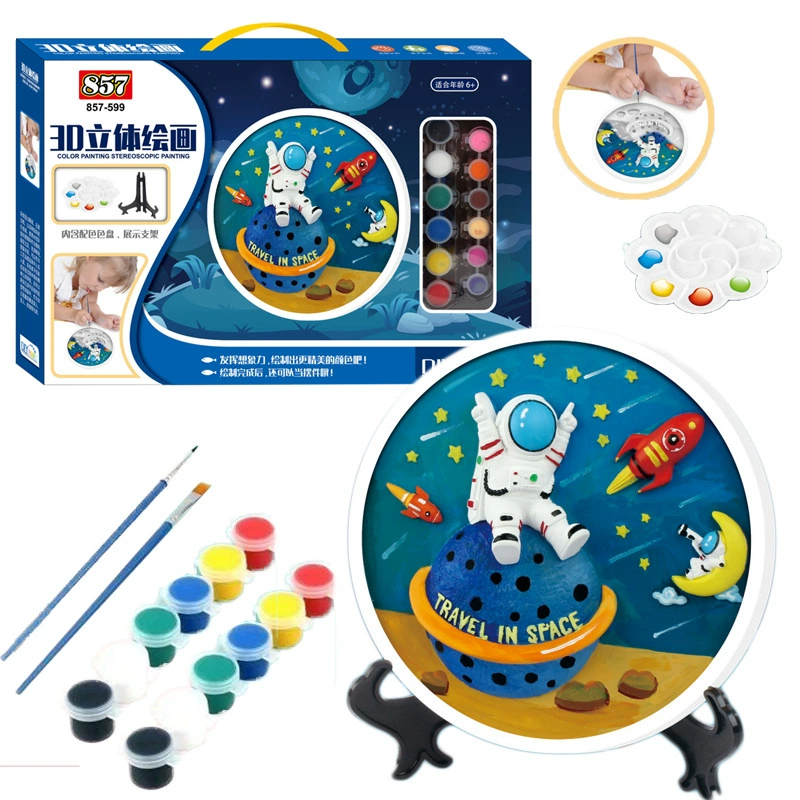 Дети DIY hand -painted 3D трёхмерная гипсовая акварельная граффити Русалка Зоопарк Цветы Авиакомпании