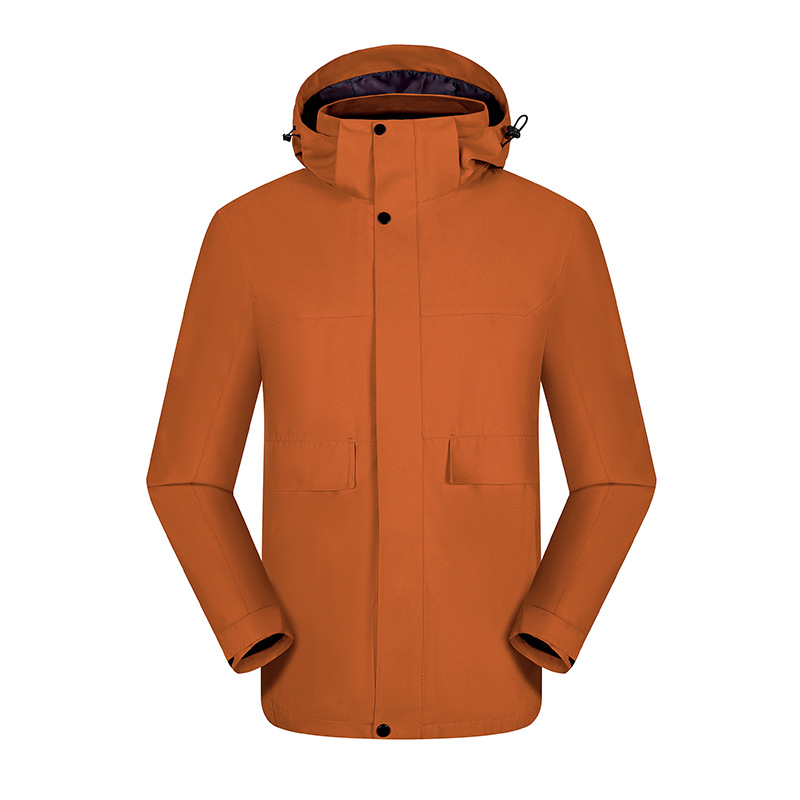 Al aire libre a prueba de lluvia a prueba de viento engrosada abrigo tres en uno desmontable de alta densidad de visón chaqueta de forro de terciopelo logotipo personalizado