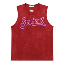 YPRS男装夏季红色坎肩无袖背心男美式oversize学生外穿上衣运衫