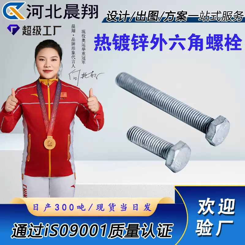 热镀锌螺栓 M8 M10 M12 光伏电力专用螺栓 热镀锌外六角头螺栓