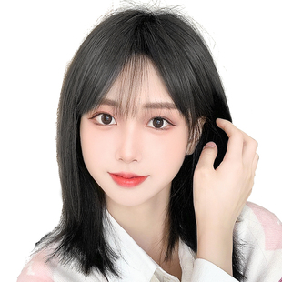 Bangs Wig Women's Top of the Film with Additional Hair Volume Fluffy Real Hair Full Real Hair Covering White Hair Wig with False Bangs