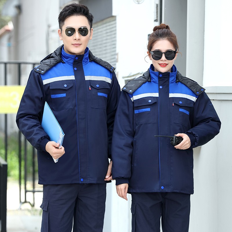 invierno algodón chaqueta de algodón conjunto de ropa de trabajo chaqueta de hombre y mujer reparación de automóviles fría gruesa ropa de protección laboral desmontable calentamiento