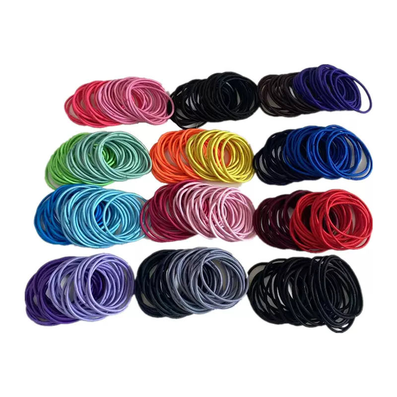 儿童 2MM女生配搭发圈编发扎发橡皮筋基础发绳发饰100根欧美头绳