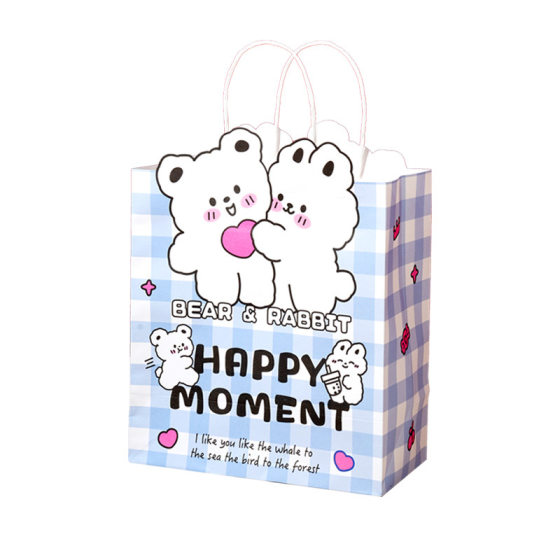 Cute Cartoon Birthday Tote Bag Thank You for Spending My Birthday with Me Children's Gift Kraft Paper Bag Gift Bag Customized