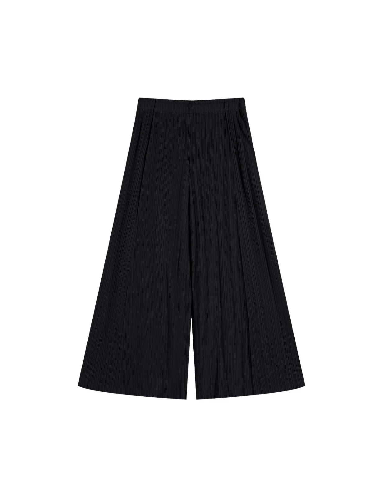 Quần culottes nữ ống rộng cạp cao xếp ly dáng suông dài midi — màu xanh nhạt