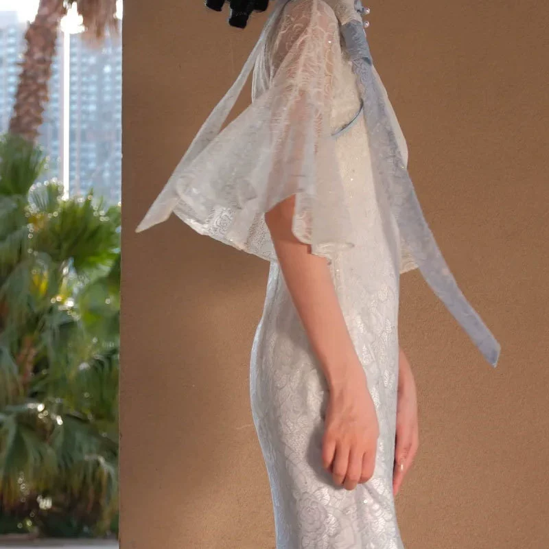 Fitted brace, cheongsam, summer skirt, Chinese style, fish tail