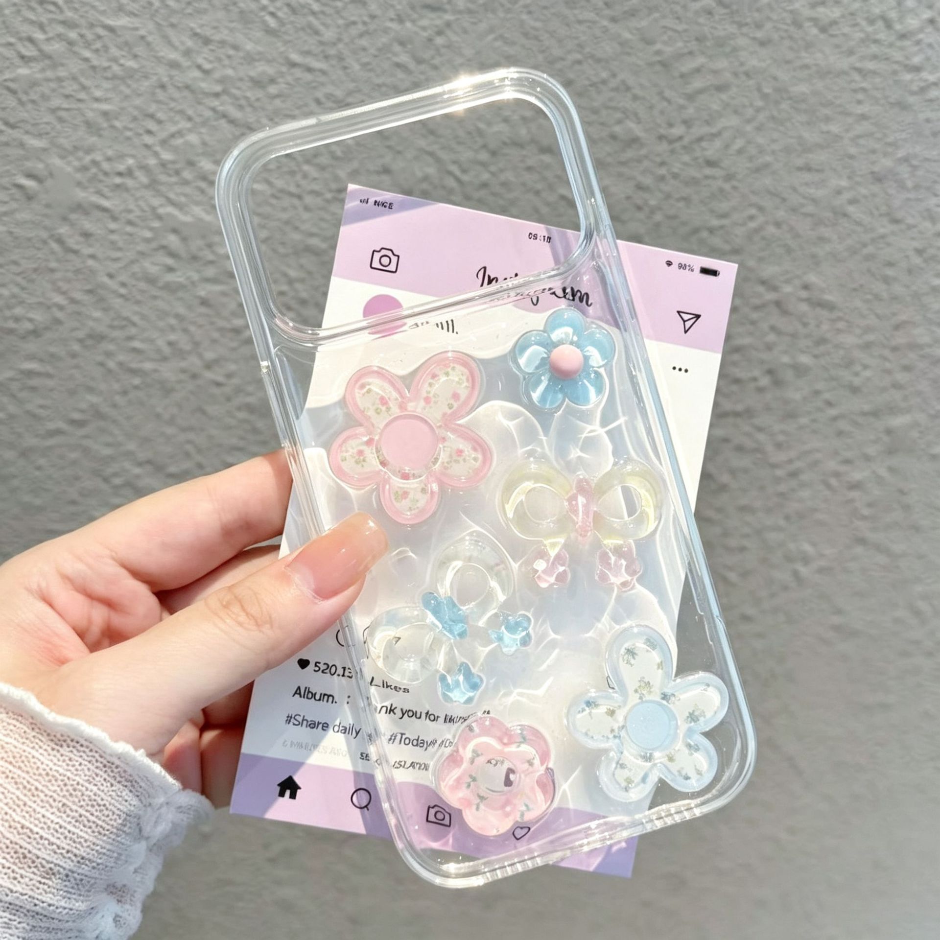 适用苹果18promax手机壳iphone17pro滴胶花朵蝴蝶结16新款15全包X