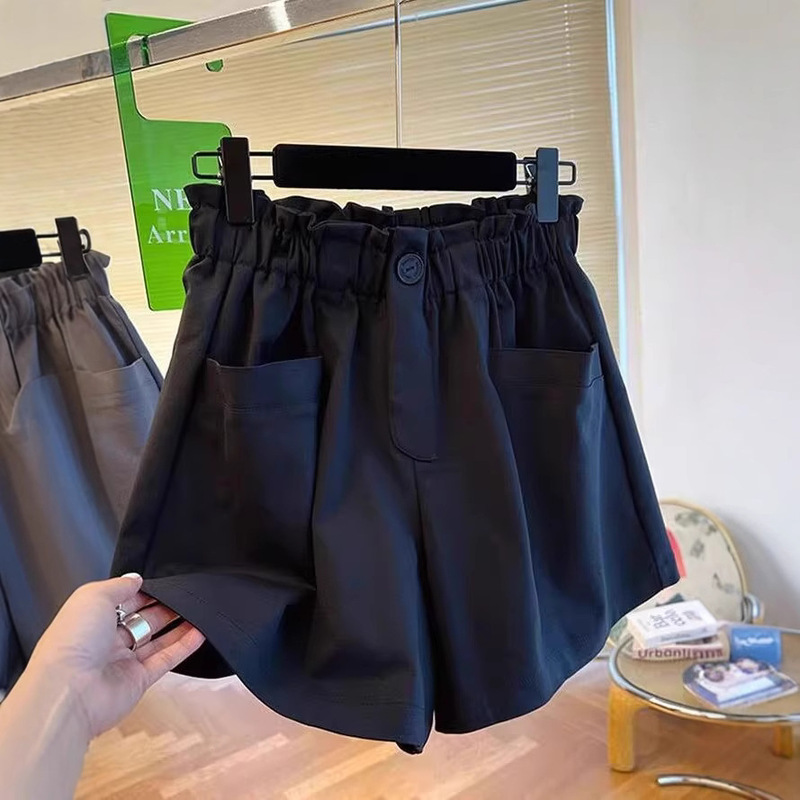 Pear-Shaped Figure Casual Shorts for Women, Summer Thin Plus-Size High-Waisted Loose Slimming A-Line Wide-Leg Knee-Length Shorts