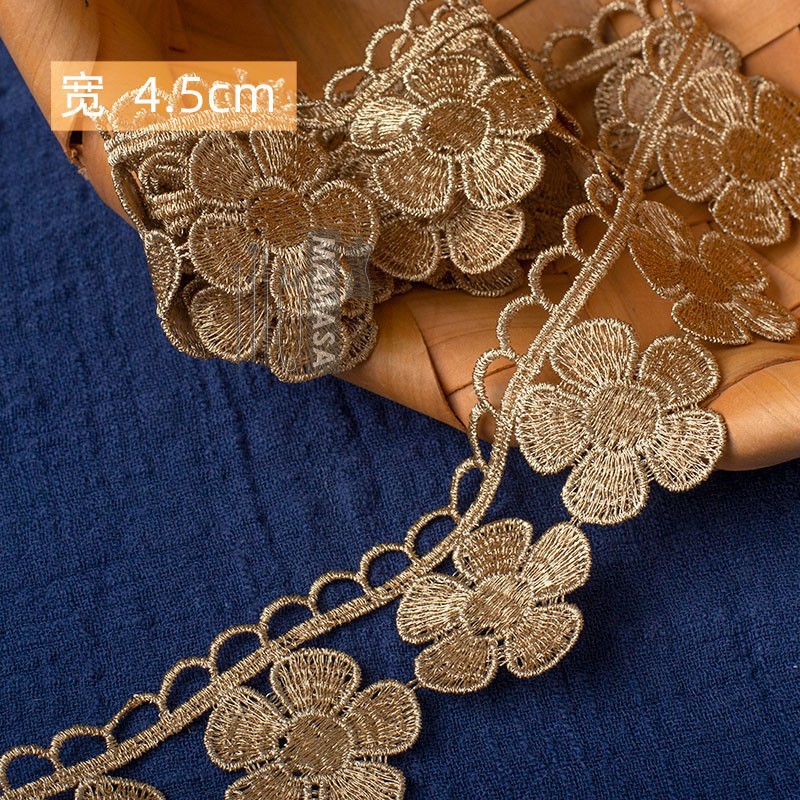 hilo de oro bordado soluble en agua rosa oro encaje encaje DIY ropa hecha a mano lolita accesorios fabricantes al por mayor