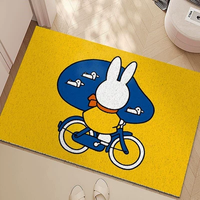 for Home Entrance, Dirt-Resistant and Easy | Avtomobil döşəmə paspasları - miffy-rabbit-cycling-4060cm-silk-circle
