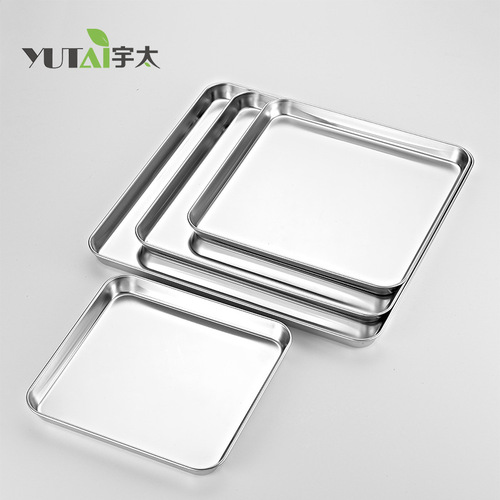 BB4C wholesale 304 stainless steel plate square steamed rice plate barbecue plate commercial household iron plate dinner plate