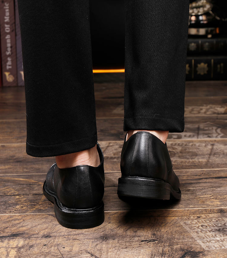 Leather outsole washed retro formal spring and autumn men low top lace-up classic shoes pointy Derby leather Shoes men shoe fashion_voghion.com