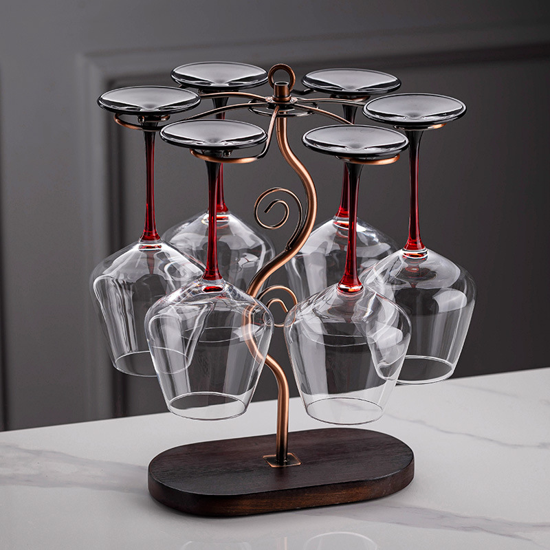 High-grade Red Wine Glass Shelf Hanging Home Ornaments High-foot Cup Storage Rack Decanter suit Wine Cabinet Decorations