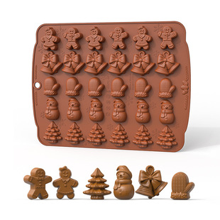 New Christmas 5 even chocolate mold silicone cake Christmas tree Christmas gloves Christmas doll decorations