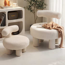 网红羊羔绒小凳子家用板凳现代简约客厅沙发儿童矮凳动物凳圆凳换