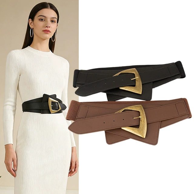 Европейский и американский модный черный широкий пояс для женщин, эластичный декоративный ремень для сочетания с рубашками, куртками, платьями, трендовый летний ремень 2025 года.