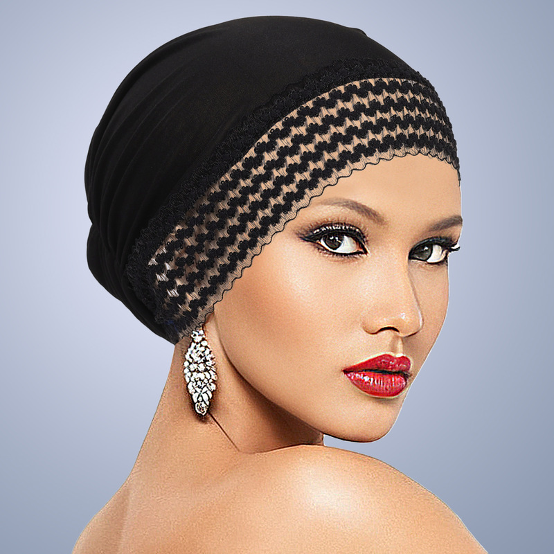 AliExpress Best-Selling Lace Pullover Hat, New Cross-Border Solid Color Versatile Comfortable Base Hat for Women, Simple Headscarf Hat