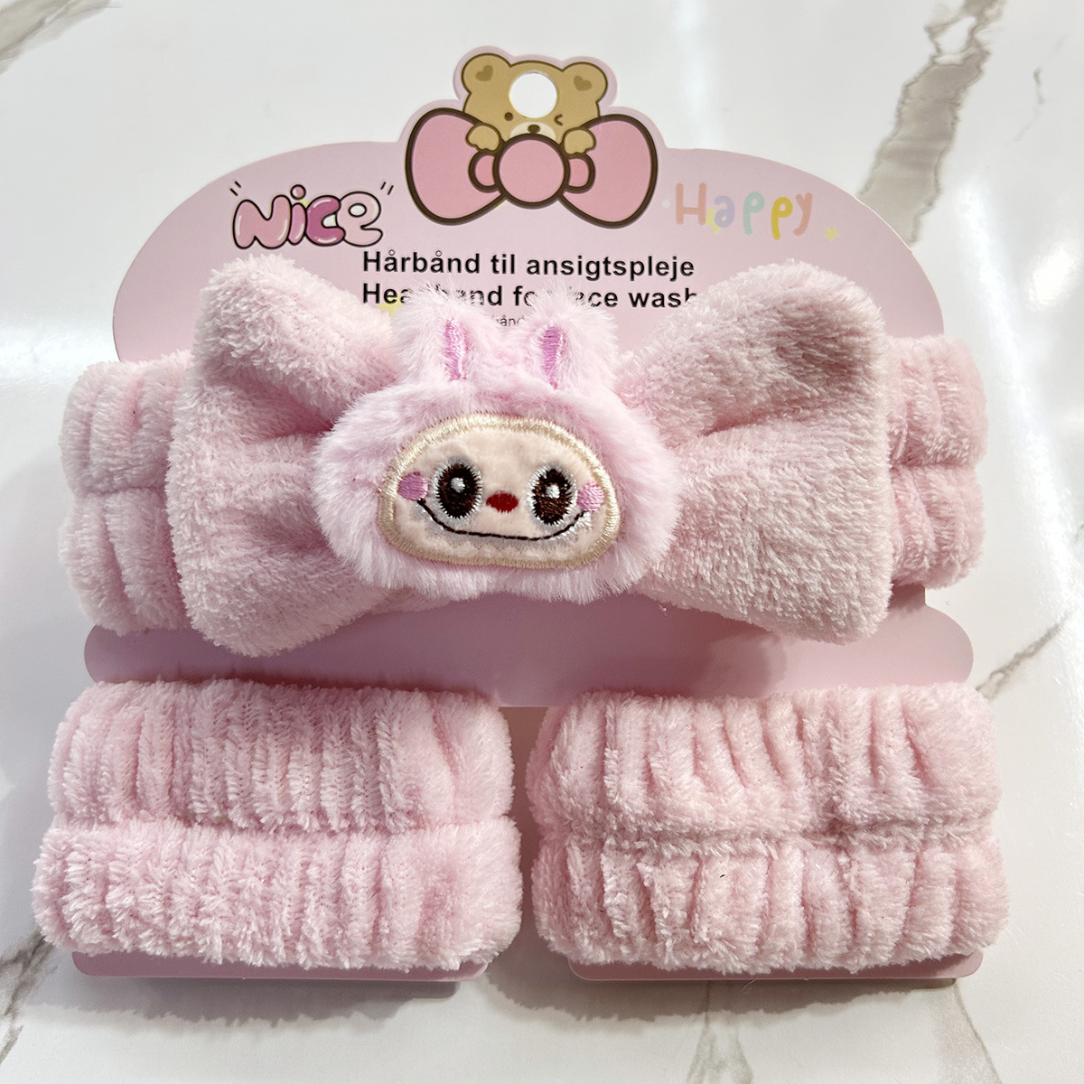 Banda de cabello de moda con tarjeta de papel dulce decoración de animales pequeños de peluche de lavado banda de cabello de dibujos animados correa de muñeca tridimensional