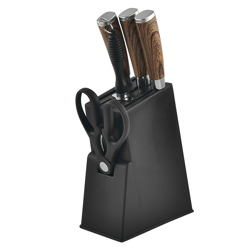 Venta al por mayor rojo neto patrón láser juego de seis piezas de cuchillo de mango curvo juego de cuchillo caja de color juego de caja de regalo juego de combinación de cuchillo al por mayor