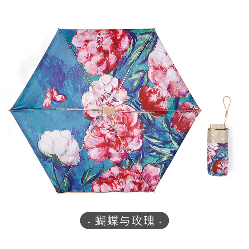 蝶とバラ-メッキ傘立て