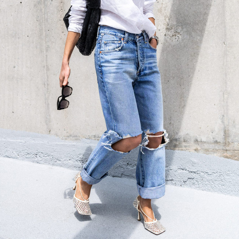 Foreign trade new women's jeans ripped casual boyfriend style trousers factory direct supply 2625