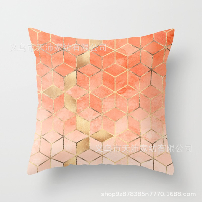 Funda de almohada personalizada con logotipo corporativo, funda de cojín geométrica de Amazon, terciopelo piel de melocotón, cojín para sofá de sala de estar, moderno y minimalista