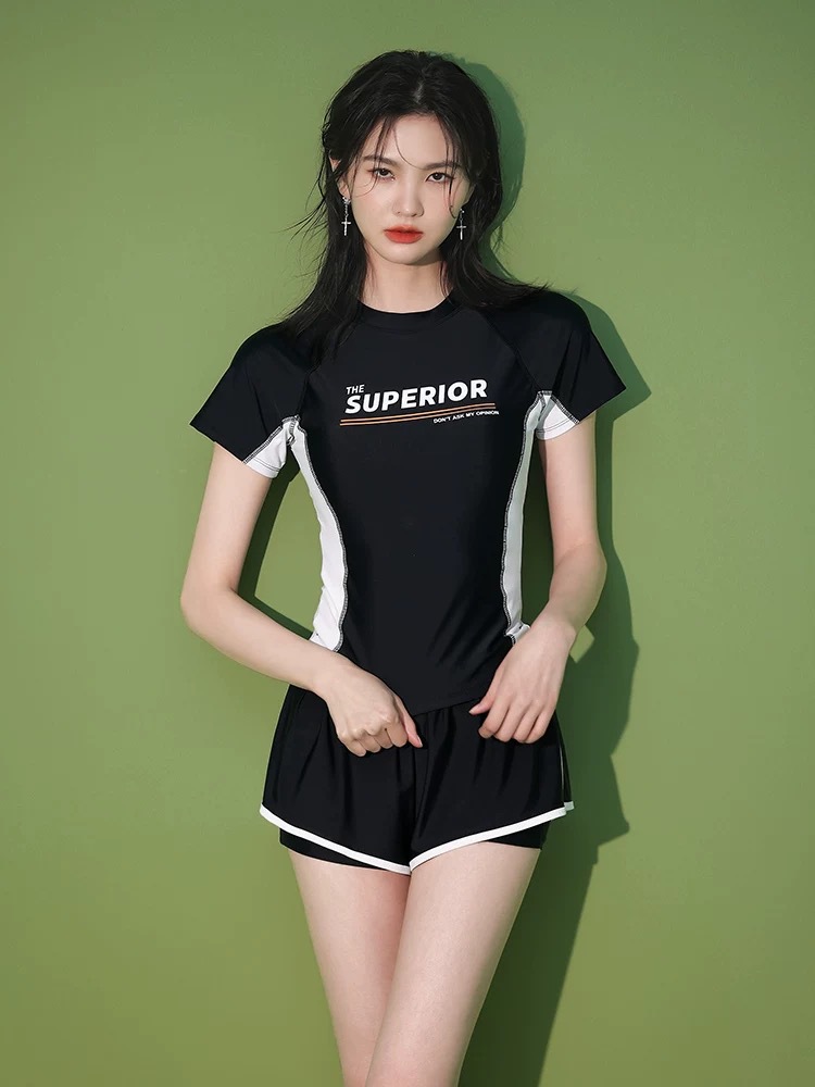 trajes de baño de mujer divididos 2024 nuevo estilo de verano piscina especial adelgazamiento cubrir el abdomen conservador deportes trajes de baño de ángulo plano mujeres