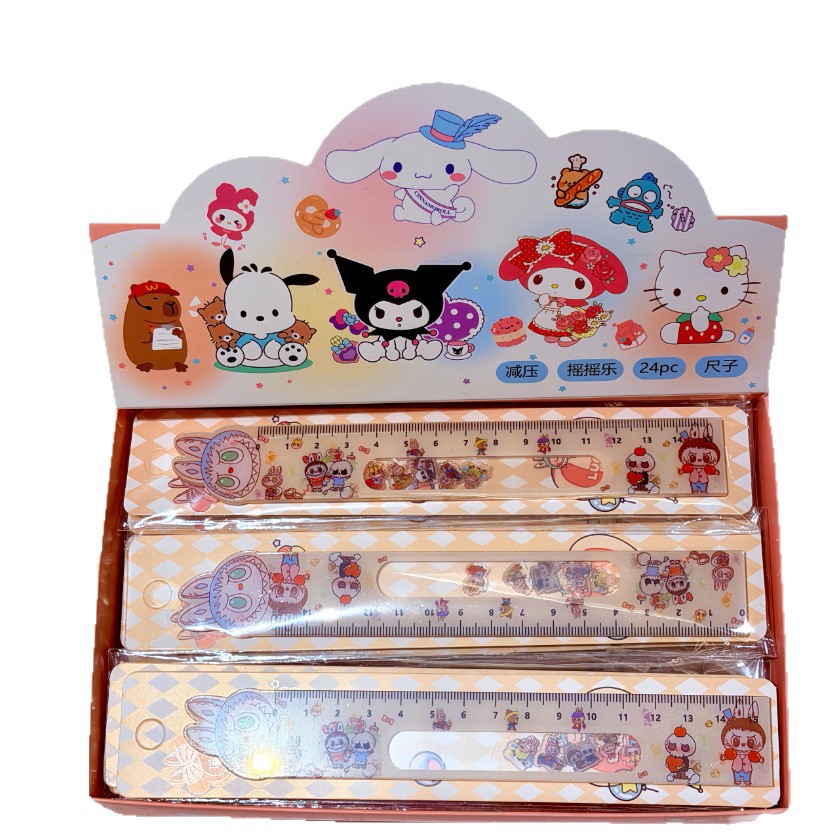 Regla recta pequeña regla de agitación divertida regla de reducción de presión regla acrílica regla de exámenes de estudiantes papelería