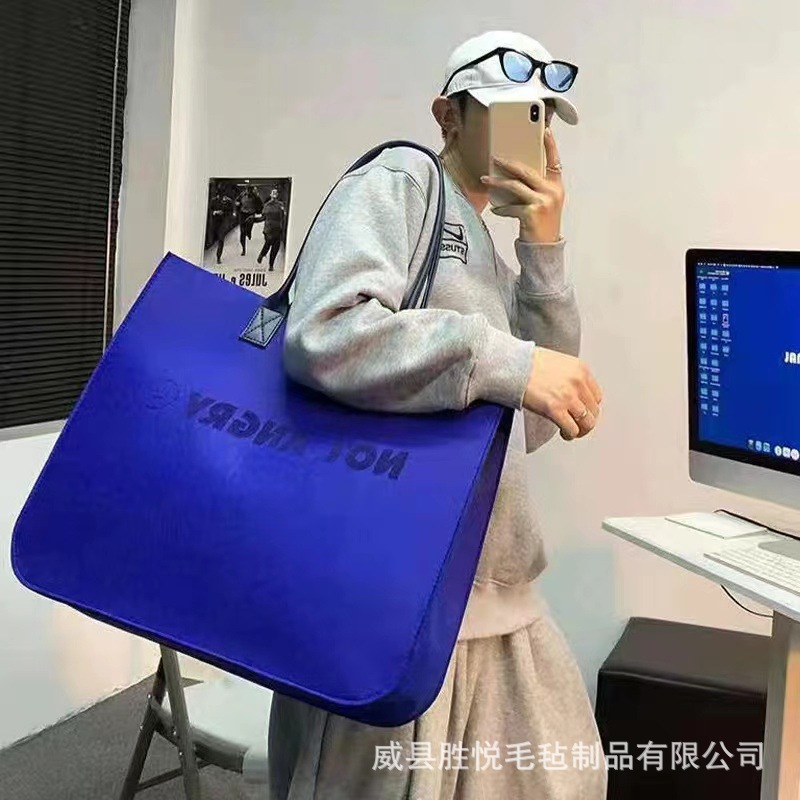 小红书同款毛毡包大容量托特包女挎包毛毡购物手提袋