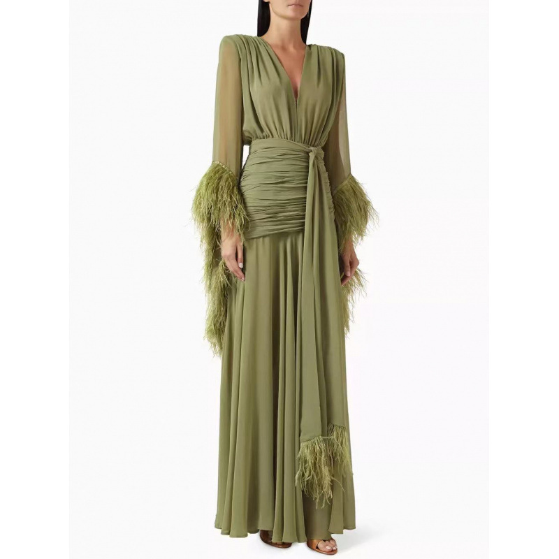 Spring 2026 European and American Amazon cross-border foreign trade new elegant solid color evening dress with long sleeves and slim fit Spring 2026 European and American Amazon cross-border foreign trade new elegant solid color evening dress with long sleeves and slim fit