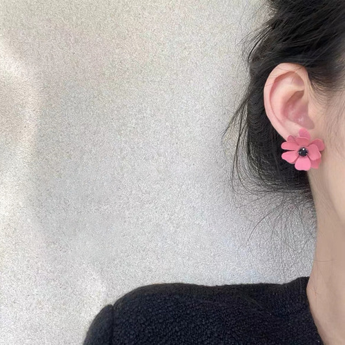 Trendy Silver Needle Diamond Flower Earrings Korean Style Retro Fashion Temperament Earrings Simple Versatile Personalized Trendy Earrings for Women