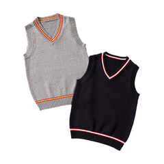 中大童春秋馬夾針織毛衣外穿 新款冬男童坎肩背心 校服班服馬甲