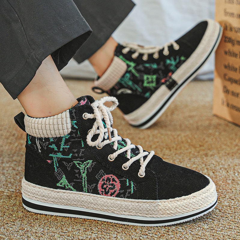 Velocidad de tela de meandarra, zapatos casuales para hombres de alto nivel, nuevos zapatos deportivos retro diarios de alta altura de otoño.