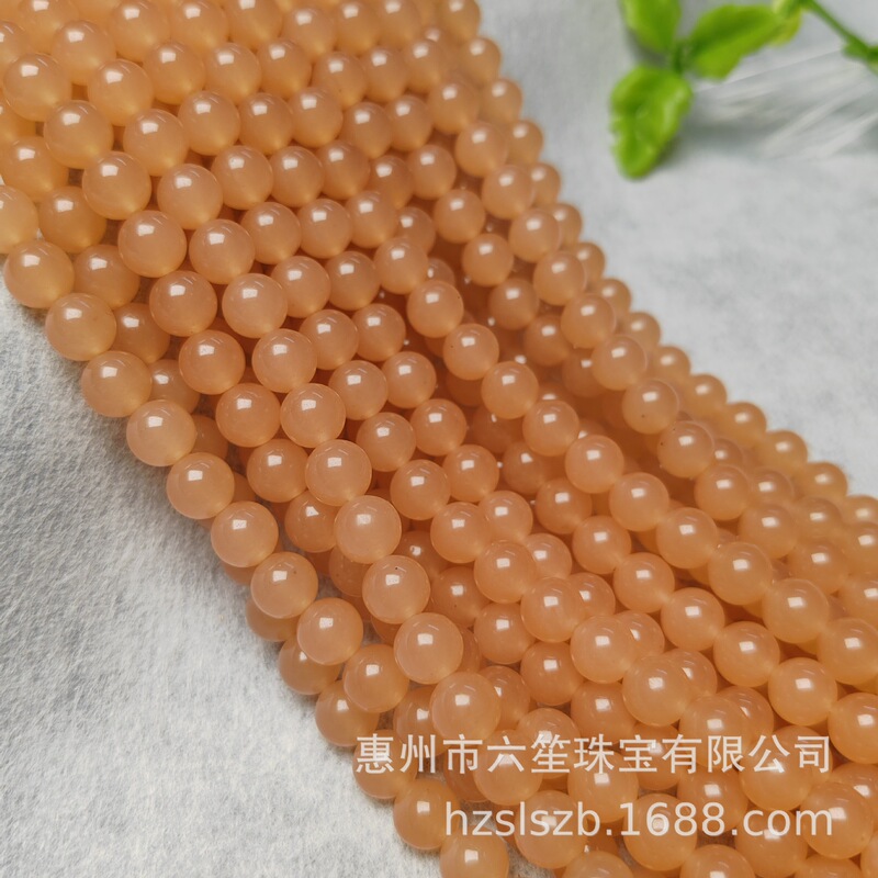 高仿晴水和田玉玉髓散珠批发 手工diy饰品配件东陵圆珠藕粉色串珠|undefined