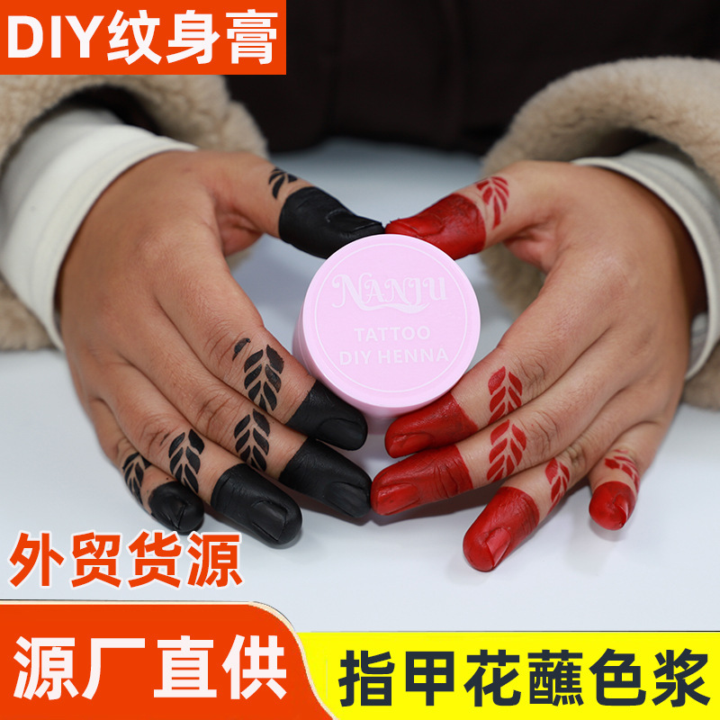 Indian finger DIY henna dipped in paste red black tattoo cream temporary art tattoo henna pigment