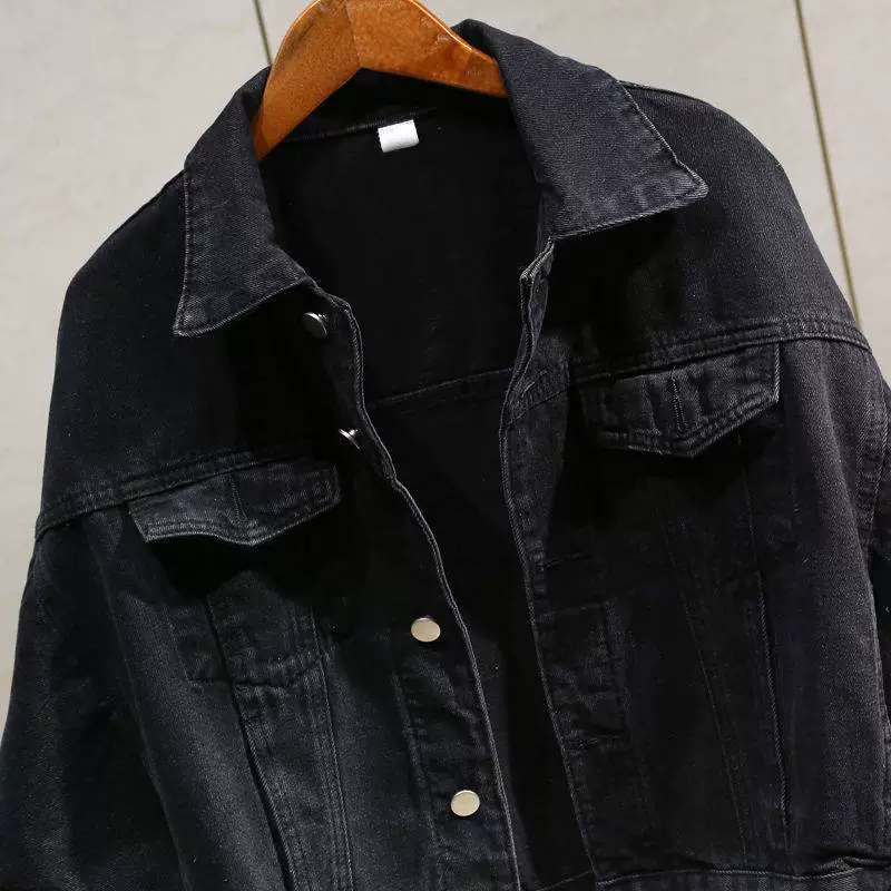 Spring denim black jacket, Korean style