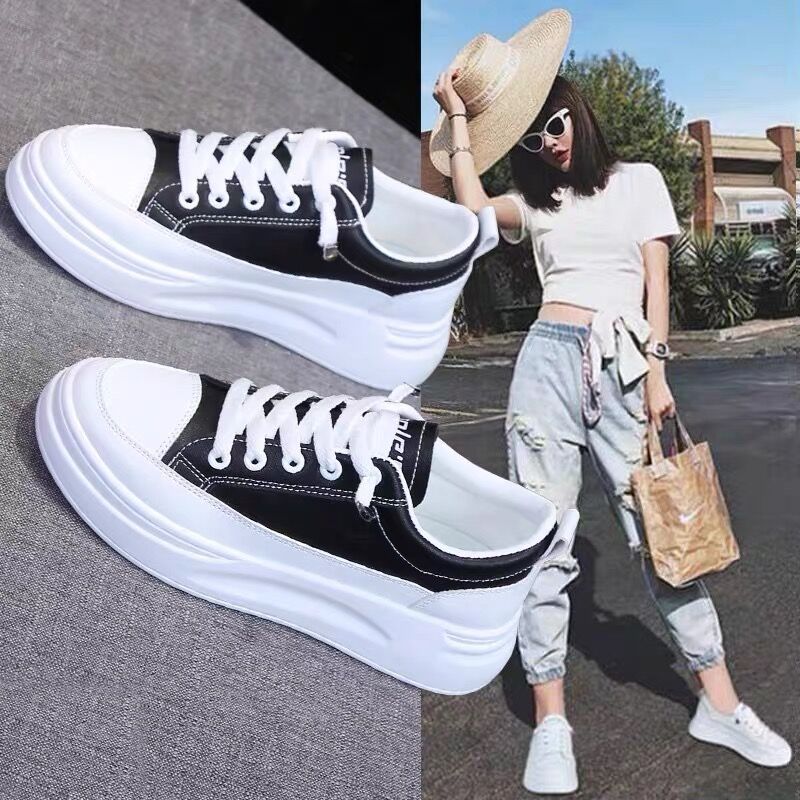 2026 verano nuevo estilo coreano zapatos de skate de suela gruesa moda casual zapatos versátiles estudiantes inswind zapatos blancos para mujeres