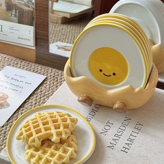 鸡蛋吐骨碟套装家用餐厅餐盘垃圾收纳碟创意高档精致陶瓷桌面摆件