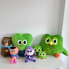 国境を越えた新製品 Duolingo デュオロゴ人形 外国語トレーニング グリーンフクロウ ぬいぐるみ 子供用