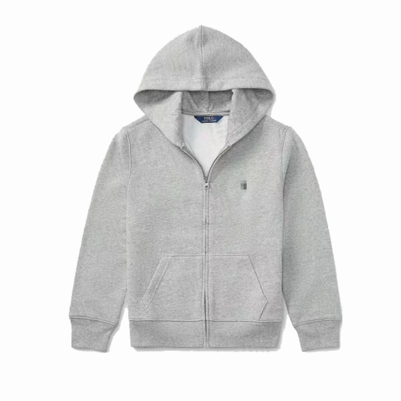 Cross-Border Supply Export Rl Raff Pure Color Pony Logo Casual Hooded Sweatshirt Jacket Men and Women Same Style Hooded