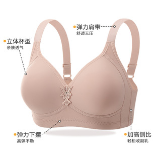 Wholesale Wire-Free Women's Bra Large Size Middle-Aged and Elderly Bra Shoulder Strap Mother's Underwear Comfortable Bra Underwear