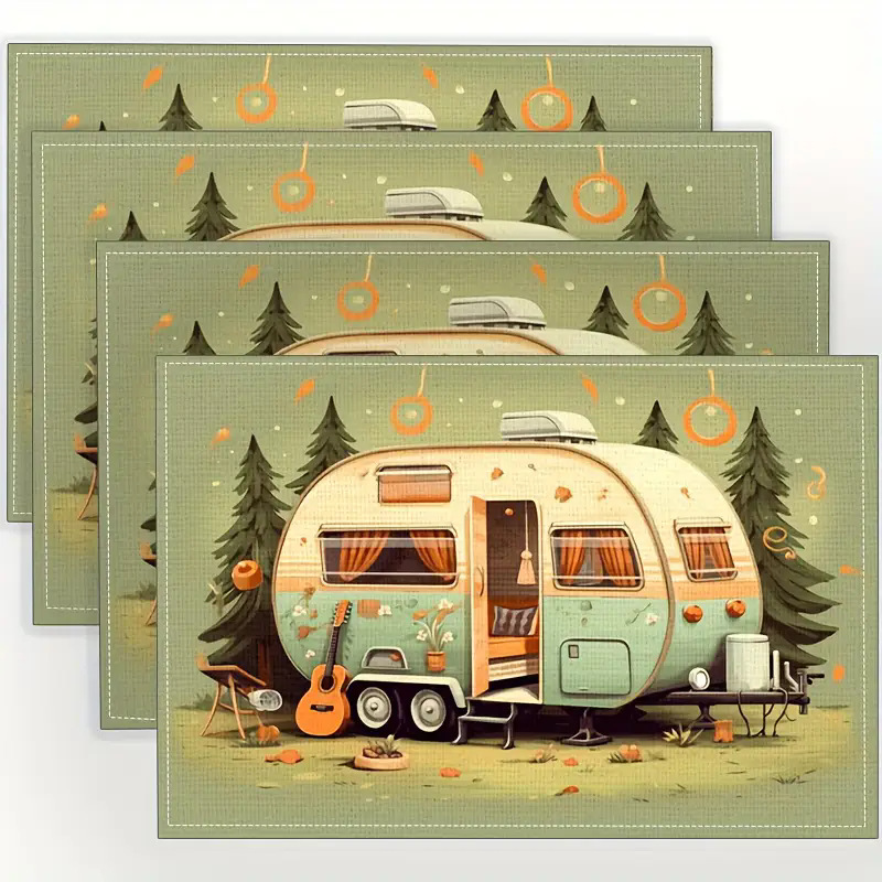 Transfronterizos lino almohadilla de mesa Aliexpress TEMU Amazon almohadilla de mesa cuadrada búfalo rojo almohadilla de Navidad Día de la Independencia