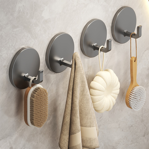 New punch-free space aluminum hook self-adhesive multifunctional kitchen bathroom storage single hook wall hanging clothes hook