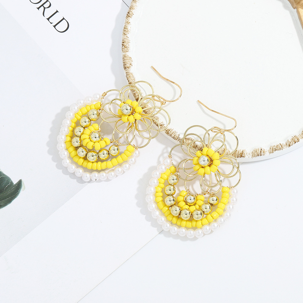 Bohemian Fashion Hand-woven Flower Earrings display picture 5