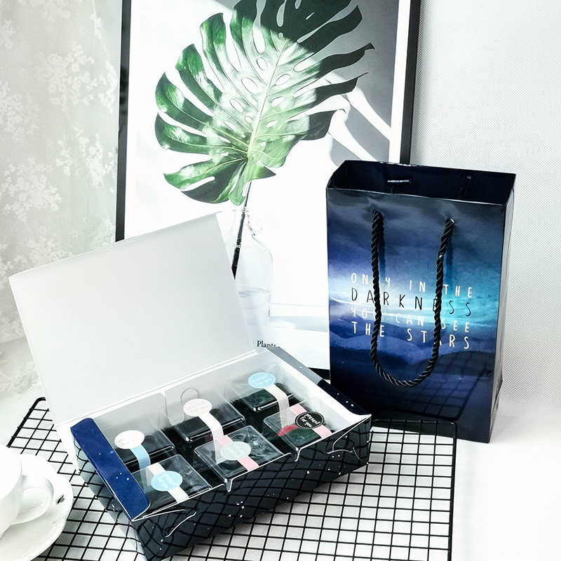 加厚星空月饼蛋黄酥牛轧饼盒雪花酥盒绿豆糕盒烘焙包装礼盒手提袋|ms