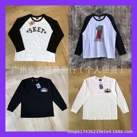 美潮CORT恶魔岛印花刺绣logo宽松休闲男女情侣华夫格长袖T恤ins潮