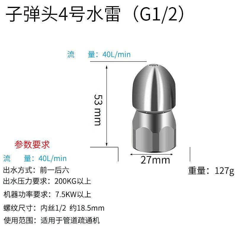 安路仕水老鼠管道疏通高压喷嘴下水道清洗机1/4接头3/8快插式冲洗|undefined