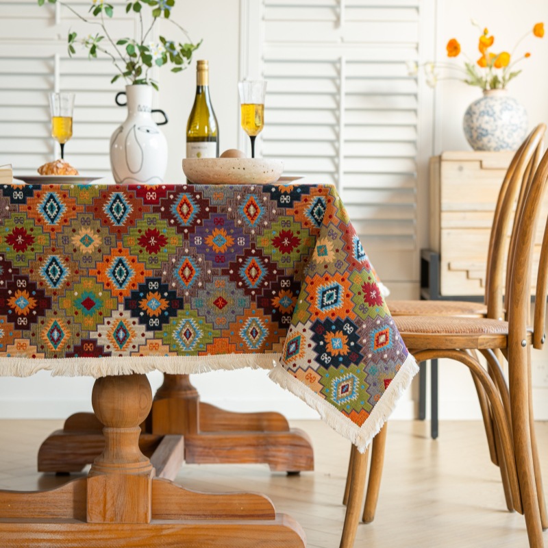 Bohemian Tablecloth Ethnic Style Tablecloth Thickened Yarn-dyed Jacquard Tea Table Cloth Cover Cloth Rectangular Tablecloth Wholesale