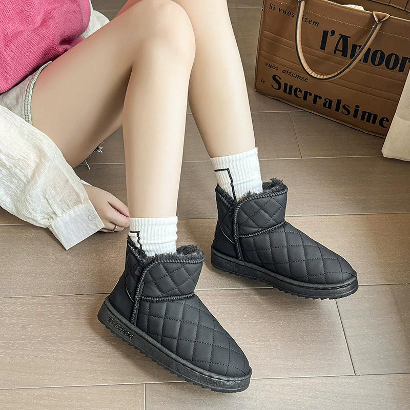 Снежные сапоги женский 2024 зимний новый дикий водонепроницаемый нескользкий плюс бархат теплая обувь