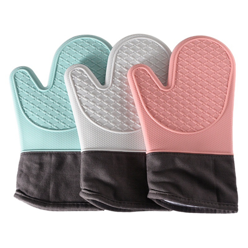 Guantes de silicona alargados y reforzados - Doble capa con diseño de puntos - Para horno, microondas y protección en cocina - Resistente al desgaste